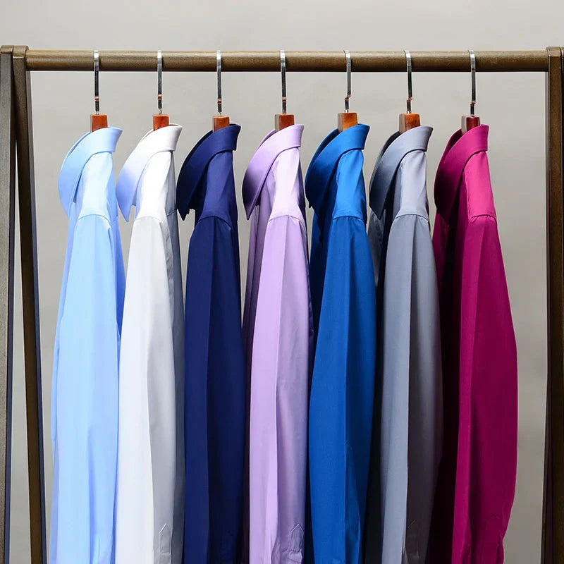 Combo of 2 Men's Satin Lycra formal Full Sleeve Shirt White & Royal Blue