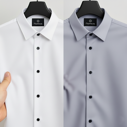 Combo of 2 Men's Satin Lycra formal Full Sleeve Shirt White & Grey